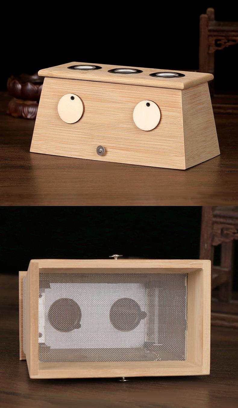 新款竹制單孔艾灸盒 隨身灸加厚控溫熏蒸腹部艾炙盒批發溫灸器具